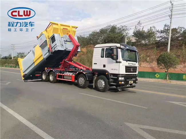 重汽汕德卡前四后八勾臂垃圾車-25方勾臂